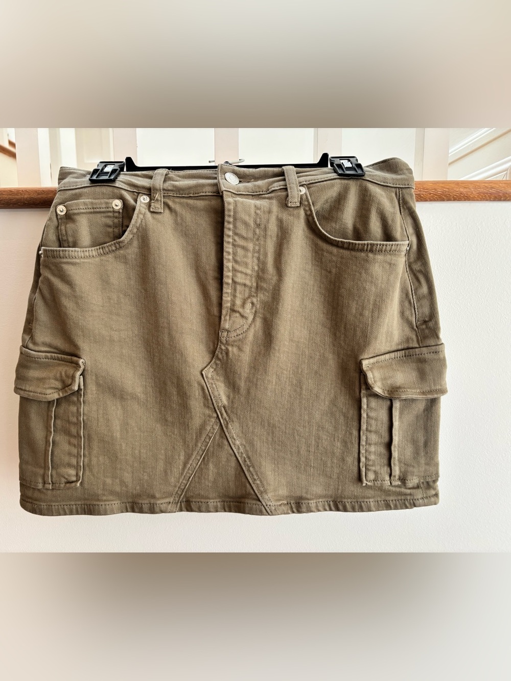 Rails Denim Utility Cargo Pocket Mini Skirt in Olive